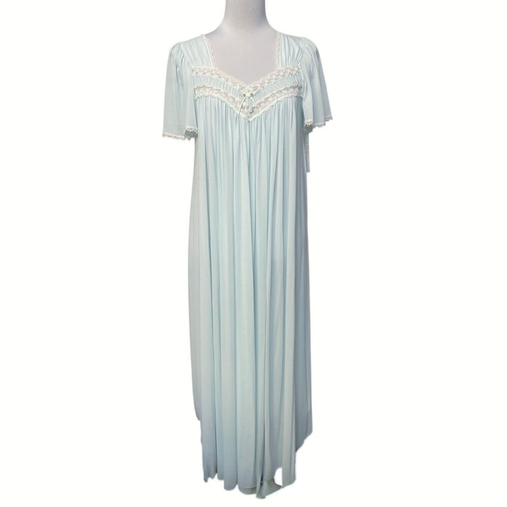 NWT - Miss Elaine Classic Sheer Light Blue Nightgown